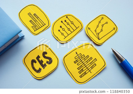 Abbreviation CES customer effort score and charts. 118840350