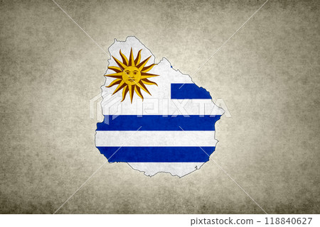 Map of Uruguay with its flag within 118840627