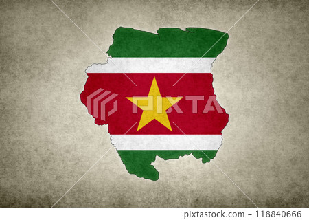 Map of Suriname with its flag within 118840666