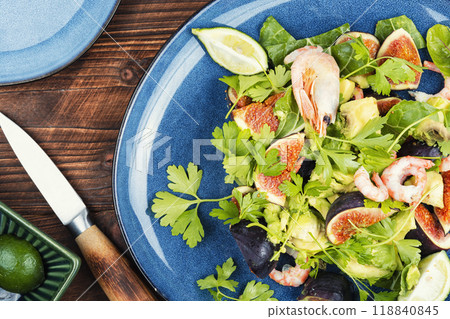 Concept of healthy eating, salad with shrimp. Concept of healthy eating, salad with shrimp. 118840845