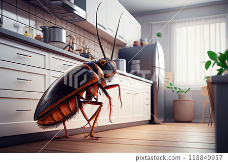 Parasite cockroach in the kitchen Generative AI 118840957