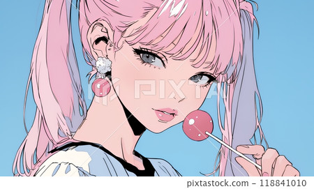 Girl sucking a lollipop Girl sucking a lollipop 118841010