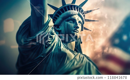 Statue of Liberty and the American Flag: Icons of Patriotism - Generative AI 118841678
