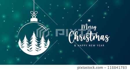 christmas greeting card with decorative christmas ball with fir tree vector illustration christmas greeting card with decorative christmas ball with fir tree vector illustration 118841783