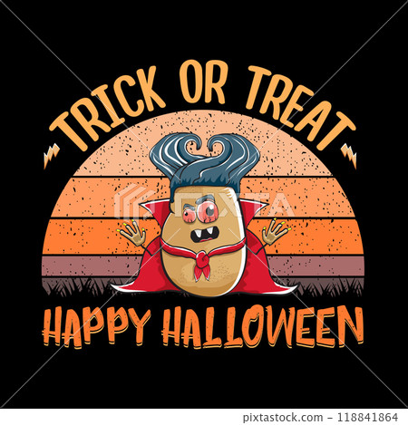 A humorous Halloween themed Trick or Treat design featuring an amusing and cool character 118841864