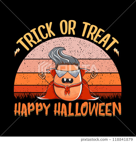 A humorous Halloween themed Trick or Treat design featuring an amusing and cool character 118841879