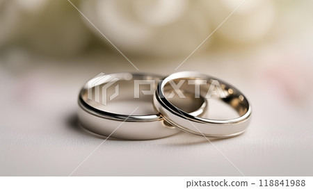 Simple large wedding ring for groom, small ring adorned with a large gem for the bride, exchanged sweetly in a tender wedding ceremony. AI Generated Simple large wedding ring for groom, small ring adorned with a large gem for the bride, exchanged sweetly in a tender wedding ceremony. AI Generated 118841988