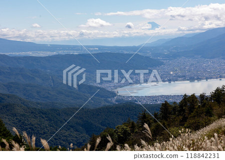 Lake Suwa seen from the observation deck at Takabocchi Highland Lake Suwa seen from the observation deck at Takabocchi Highland 118842231