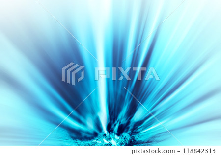 Abstract image of a pale blue plasma flash diffusing sharply into the sky 118842313