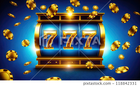 Fortunate Spin: Sevens on Slot Machine - Generative AI 118842331