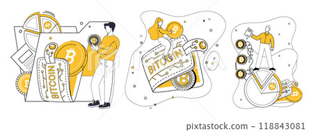 Bitcoin wallet vector illustration. Cash transactions evolve into seamless digital exchanges within secure wallet Navigate economic landscape with reliable and efficient digital wallet 118843081