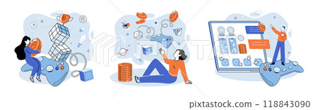 Play to earn vector illustration. Playing games can be fun and rewarding way to earn cryptocurrency tokens The rise Bitcoin and other cryptocurrencies has transformed way we think about money Play to earn vector illustration. Playing games can be fun and rewarding way to earn cryptocurrency tokens The rise Bitcoin and other cryptocurrencies has transformed way we think about money 118843090