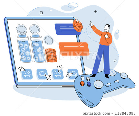 Play to earn vector illustration. The play to earn revolution has disrupted traditional business models, offering new avenues for financial growth and prosperity Play to earn games blur boundaries Play to earn vector illustration. The play to earn revolution has disrupted traditional business models, offering new avenues for financial growth and prosperity Play to earn games blur boundaries 118843095