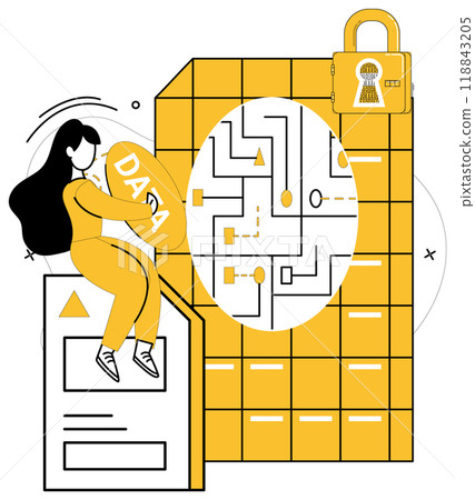 Data security vector illustration. Data protection is insurance policy against uncertainties cyberspace The concept data security is embedded in foundation technology Business success relies on solid 118843205