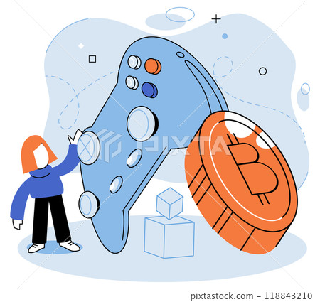 Play to earn vector illustration. Cryptocurrency rewards earned through gaming can be converted into cash or used for further in game purchases The play to earn revolution has disrupted traditional 118843210