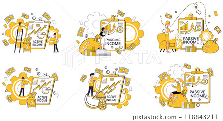 Income vector illustration. Wealth, like constellation stars, illuminates darkness financial uncertainty Saving is art preserving resources for mural future financial opportunities 118843211