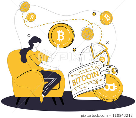 Bitcoin wallet vector illustration. Economic growth in digital age is fueled by adoption digital wallets Manage your financial resources with precision through secure Bitcoin wallet 118843212