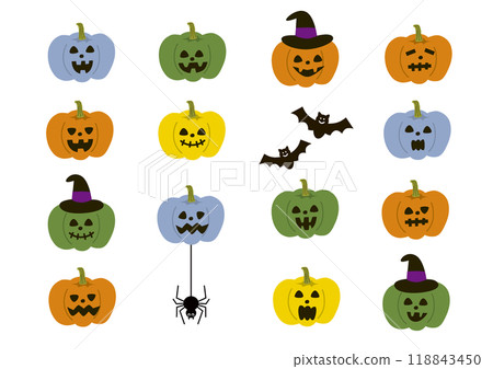 Jack-o'-lantern illustration set 118843450