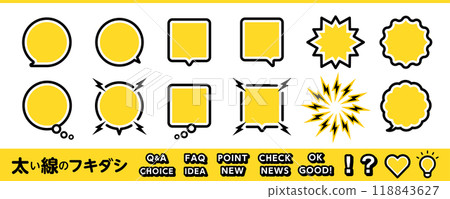 For posters and pop designs. Thick line speech bubble design material set 118843627