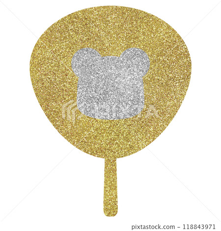 Illustration material: Fan, hand-drawn, gold, silver, bear Illustration material: Fan, hand-drawn, gold, silver, bear 118843971