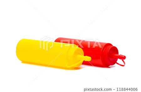 ketchup and mustard bottles isolated ketchup and mustard bottles isolated 118844006
