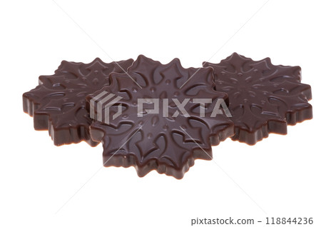 chocolate snowflakes isolated chocolate snowflakes isolated 118844236