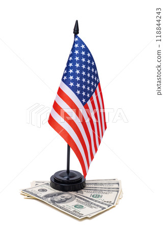 american flag with dollars isolated 118844243