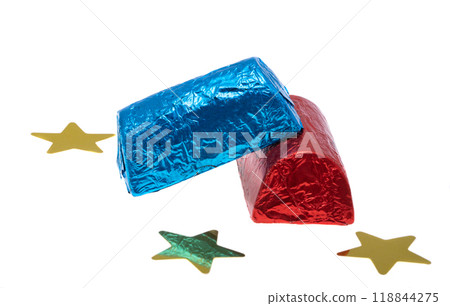 chocolate candies in foil isolated chocolate candies in foil isolated 118844275