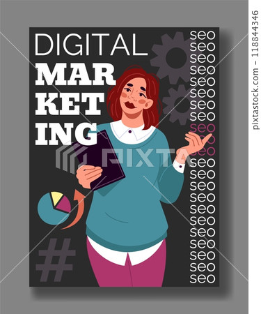 Social media people. Content marketing. Digital management. SMM mobile technology. Woman with smartphone. Money growth. Effective targeting. Blogger promotion strategy. Blog development vector banner Social media people. Content marketing. Digital management. SMM mobile technology. Woman with smartphone. Money growth. Effective targeting. Blogger promotion strategy. Blog development vector banner 118844346