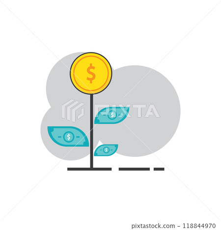 Plant growing from coin with dollar sign 118844970