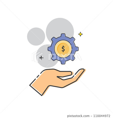 Hand holding gear with dollar sign Hand holding gear with dollar sign 118844972