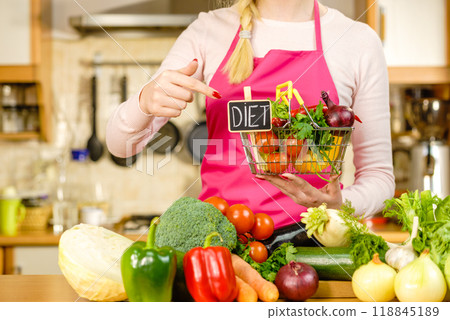 Shopping backet with dieting vegetables Shopping backet with dieting vegetables 118845189