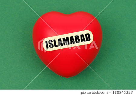 A vibrant red heart representing love for Islamabad against a green backdrop A vibrant red heart representing love for Islamabad against a green backdrop 118845337
