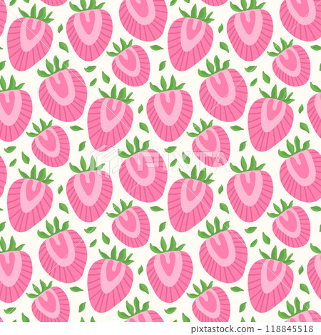 Seamless pattern with pink strawberry slices on a light background 118845518