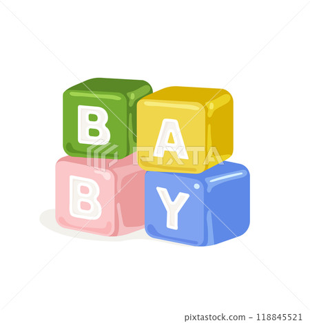 Colorful cubes with the inscription baby on a white background. Vector illustration 118845521