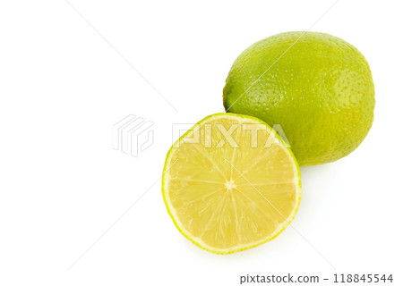 Lime fruit isolated on white. Free space for text. Lime fruit isolated on white. Free space for text. 118845544