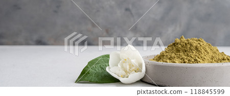 Banner. Raw henna powder for natural hair and eyebrow coloring dyeing Banner. Raw henna powder for natural hair and eyebrow coloring dyeing 118845599