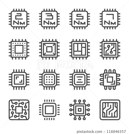 chipset line icon set 118846357