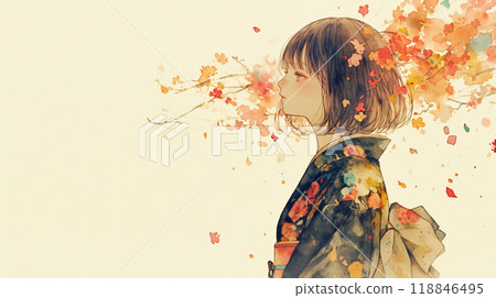 Woman in kimono with flowers 118846495