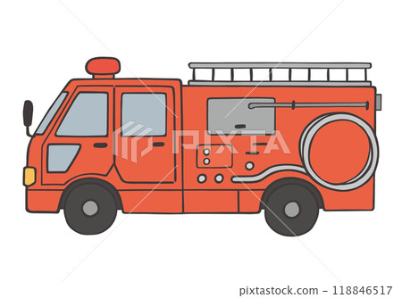 從側面手繪消防車的插圖 從側面手繪消防車的插圖 118846517