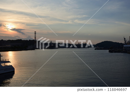 Yokosuka Naval Port at dusk 118846697