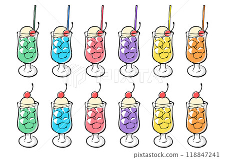 Colorful brush stroke cream soda illustration set Colorful brush stroke cream soda illustration set 118847241