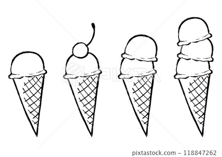 Brush stroke ice cream illustration set Brush stroke ice cream illustration set 118847262