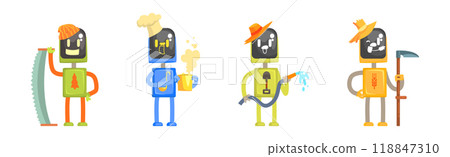 Robot Character of Different Profession with Tool Vector Set 118847310