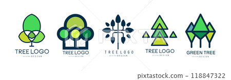 Tree Logo Original Design with Green Shape Vector Set Tree Logo Original Design with Green Shape Vector Set 118847322