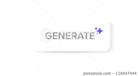 AI generated white paper style button for artificial intelligence generate app vector design. Artificial intelligence generate button for web application and AI generation online tool UI 118847444