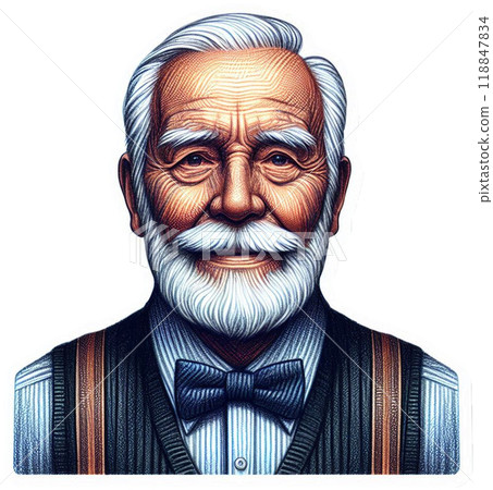 白髮老人打領結很好看 118847834