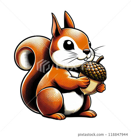 Illustration of a squirrel with an acorn 118847944