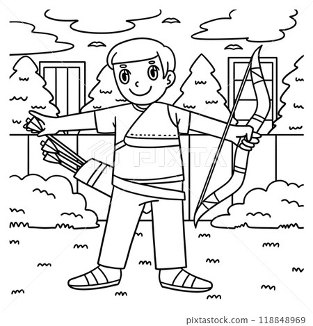 Archery Archer Taking Arrow from Quiver Coloring Archery Archer Taking Arrow from Quiver Coloring 118848969