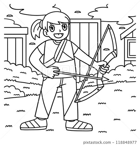 Archery Female Archer Ready to Aim Coloring Page Archery Female Archer Ready to Aim Coloring Page 118848977